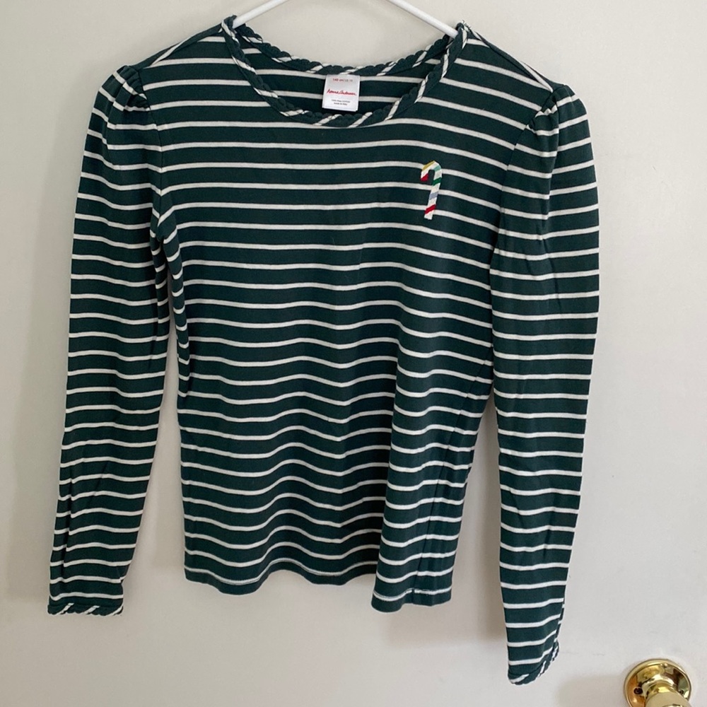 Hanna Andersson Girls stripe top Christmas Candy cane size 140 (10)